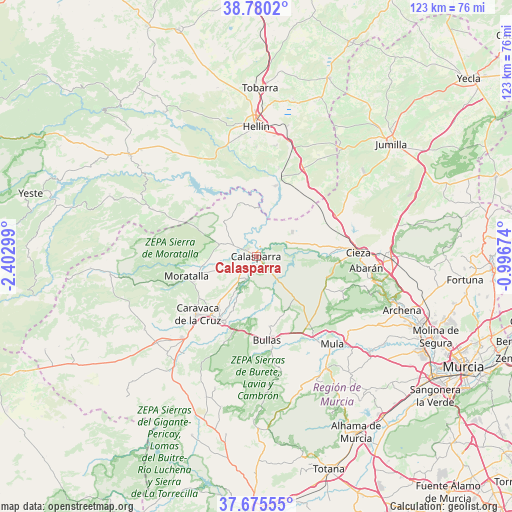 Calasparra on map