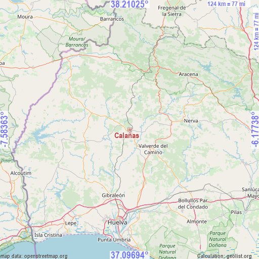 Calañas on map