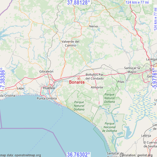 Bonares on map