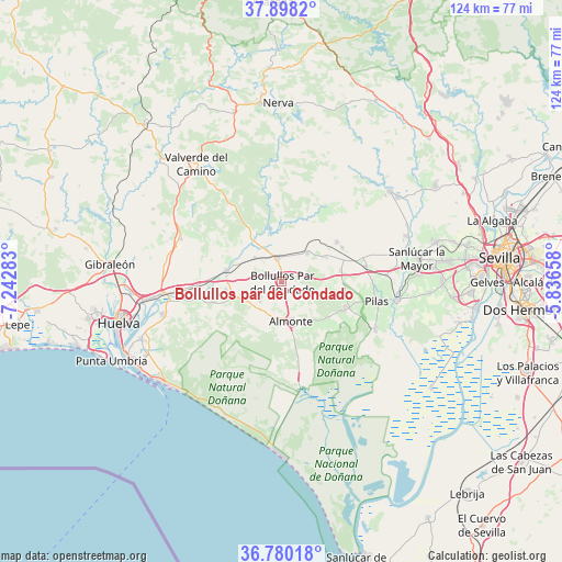 Bollullos par del Condado on map