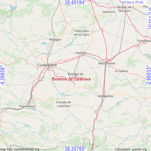 Bolaños de Calatrava on map