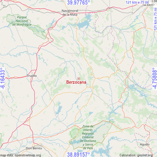 Berzocana on map