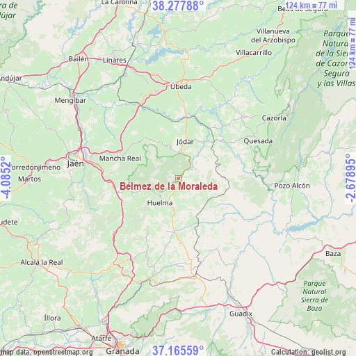 Bélmez de la Moraleda on map