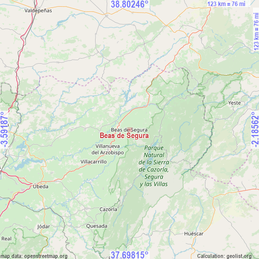 Beas de Segura on map