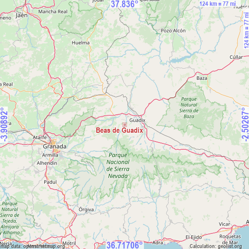 Beas de Guadix on map