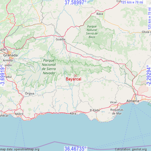 Bayárcal on map