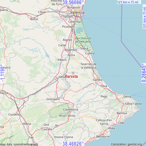 Barxeta on map