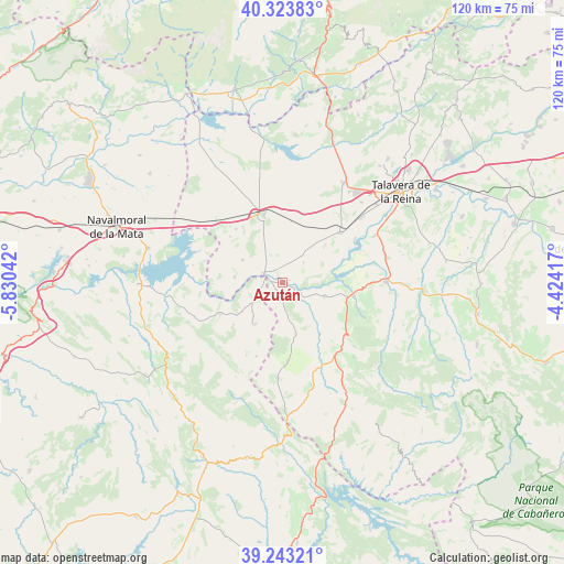 Azután on map