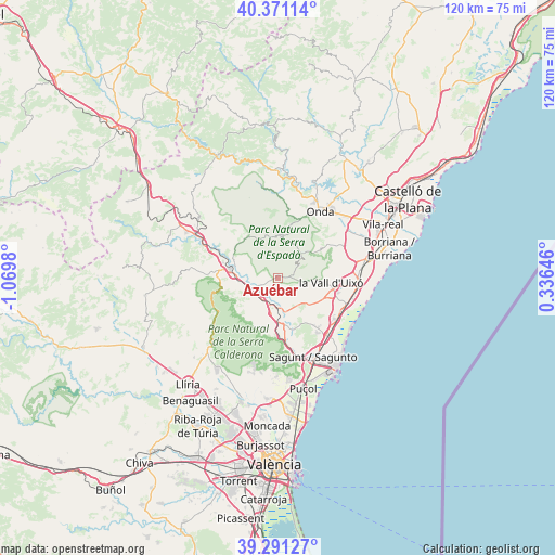 Azuébar on map
