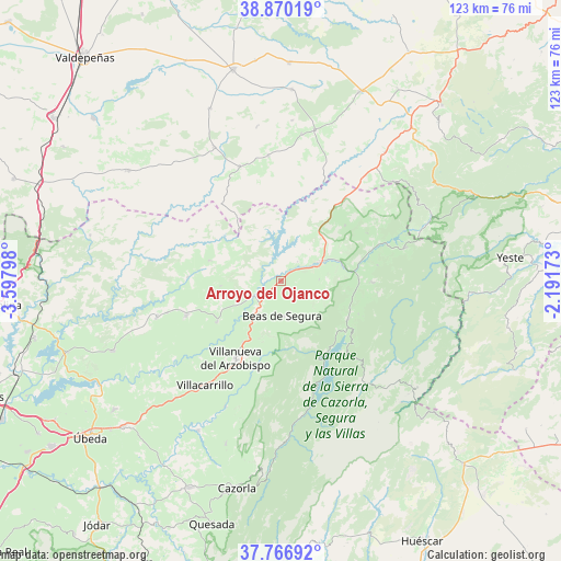 Arroyo del Ojanco on map