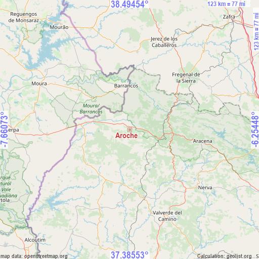 Aroche on map