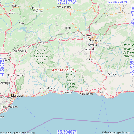 Arenas del Rey on map