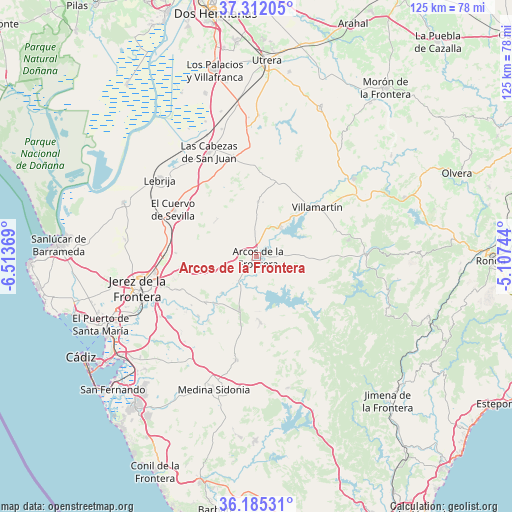 Arcos de la Frontera on map