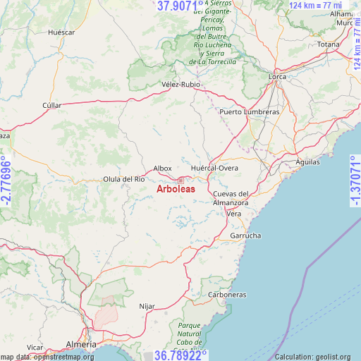 Arboleas on map