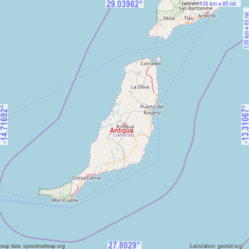 Antigua on map