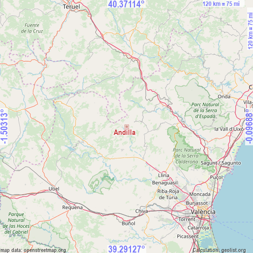 Andilla on map