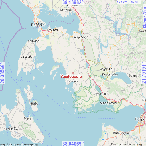 Vasilópoulo on map