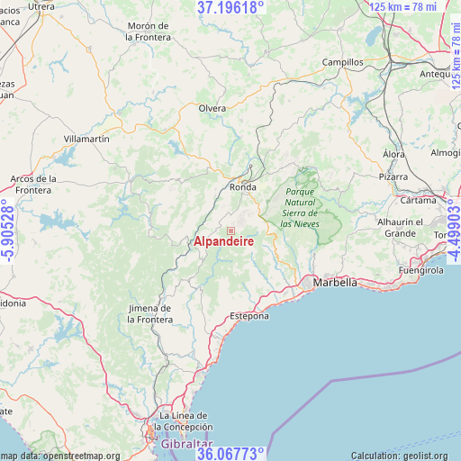 Alpandeire on map