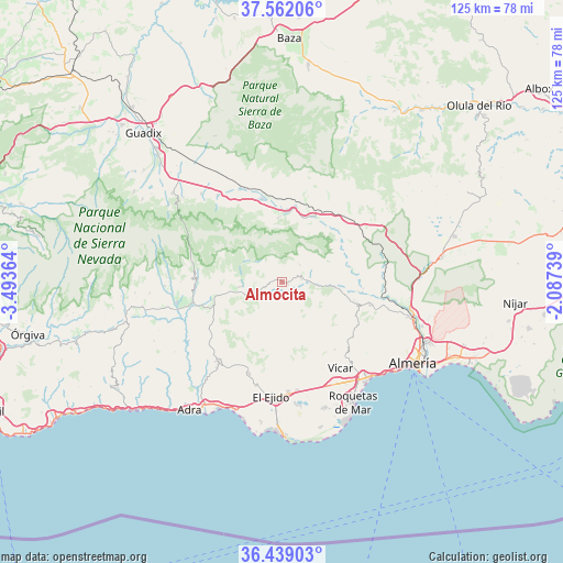 Almócita on map