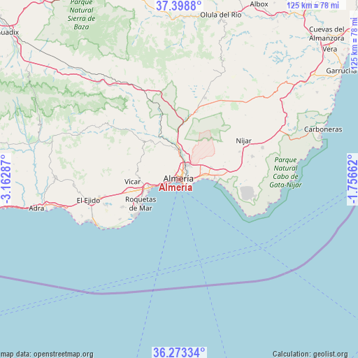 Almería on map