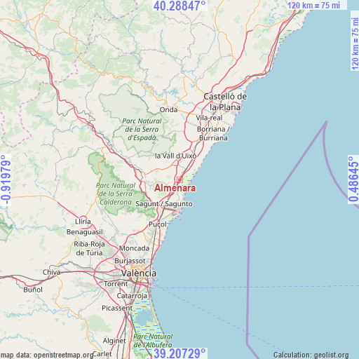 Almenara on map
