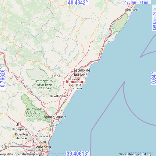 Almassora on map