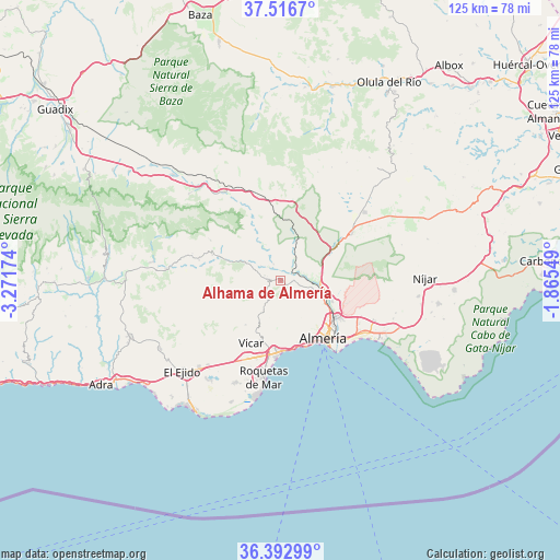 Alhama de Almería on map