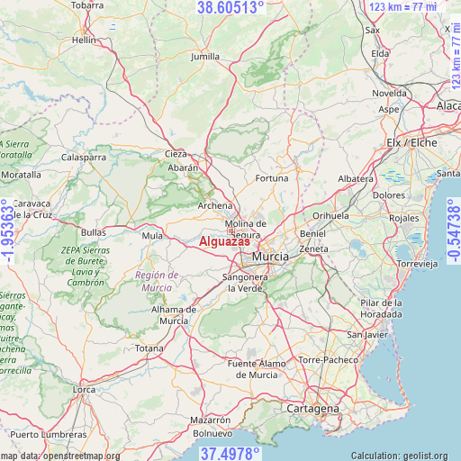 Alguazas on map
