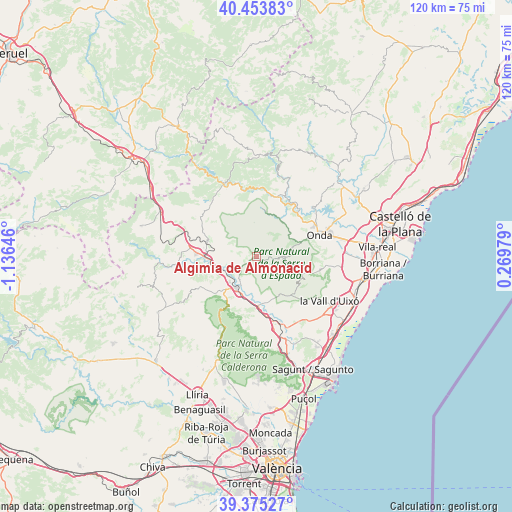 Algimia de Almonacid on map