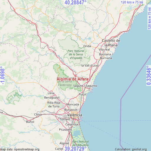 Algimia de Alfara on map