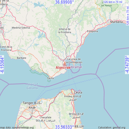 Algeciras on map