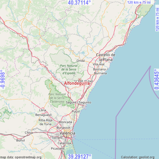 Alfondeguilla on map