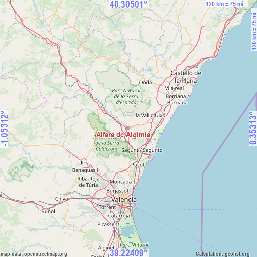 Alfara de Algimia on map