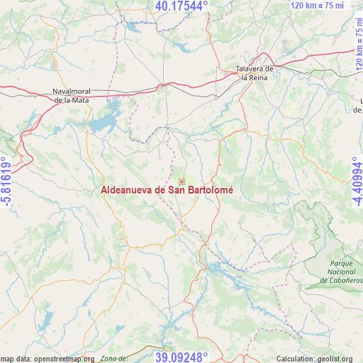 Aldeanueva de San Bartolomé on map