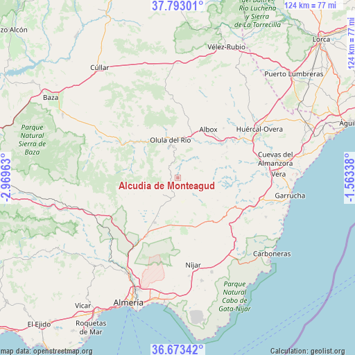 Alcudia de Monteagud on map