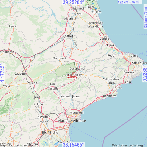 Alcoy on map