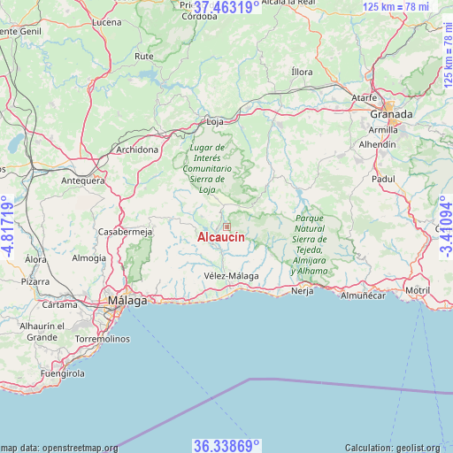 Alcaucín on map