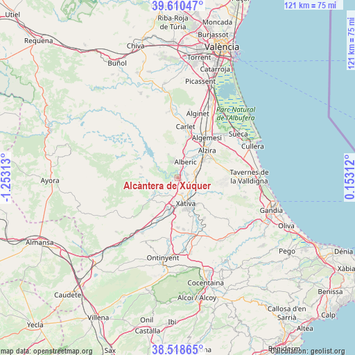 Alcàntera de Xúquer on map