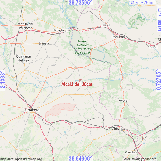 Alcalá del Júcar on map