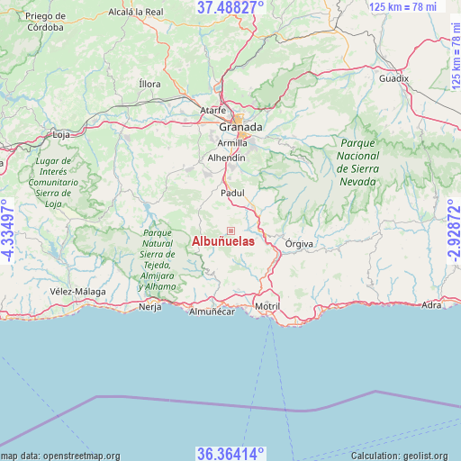 Albuñuelas on map