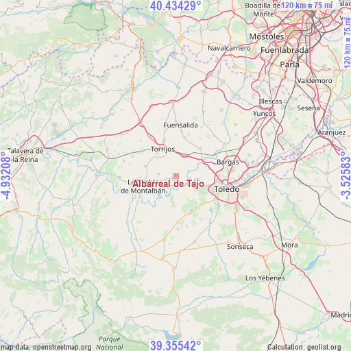 Albarreal de Tajo on map