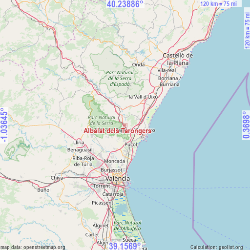Albalat dels Tarongers on map
