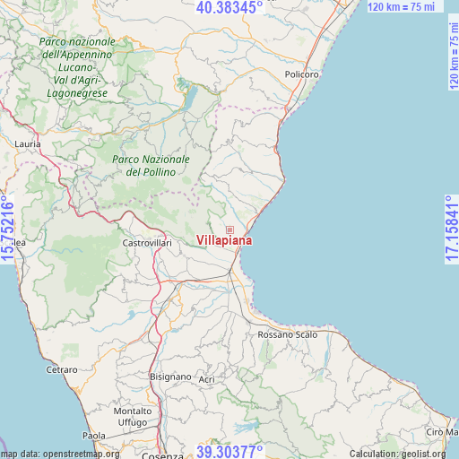 Villapiana on map