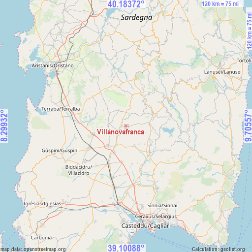 Villanovafranca on map