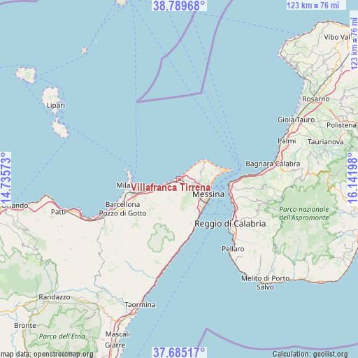 Villafranca Tirrena on map