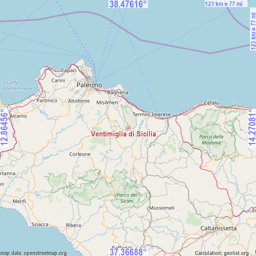 Ventimiglia di Sicilia on map