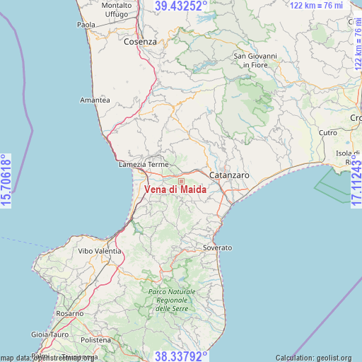 Vena di Maida on map