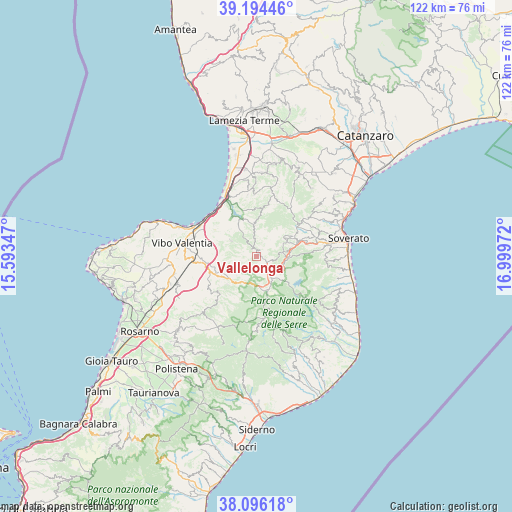 Vallelonga on map