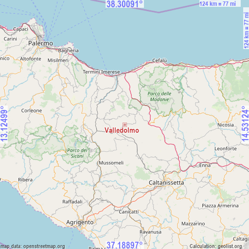 Valledolmo on map