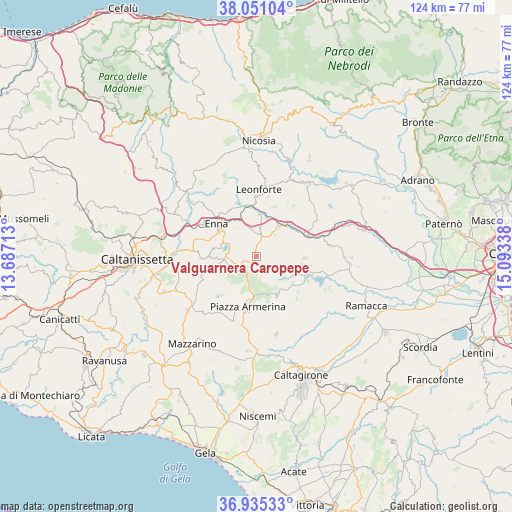 Valguarnera Caropepe on map